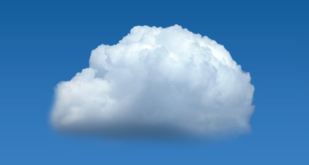 A big fluffy cumulus cloud with clear skies. A compound clouds slowly floats across the sky....