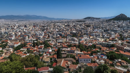 Landscape of building in Athens seen from Acropolisの写真素材