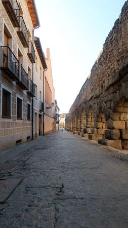 Viaduct of Segovia between streets, Spainの写真素材