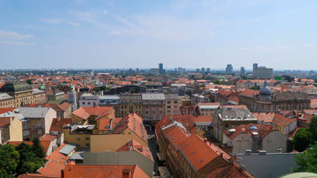Zagreb aerial skyline rooftops view, capital of Croatia panoramic viewの写真素材