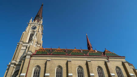 Novi Sad, Serbia, 28th July 2021 - Roman Catholic Church of the Name of Mary in the old center - MÃ¡ria Neve katolikus templomのeditorial素材