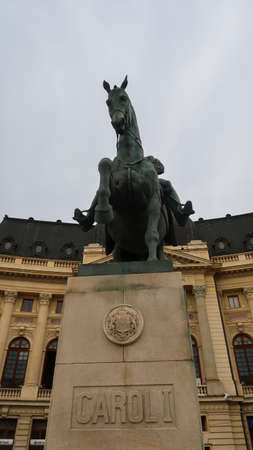 Bucharest, Romania, 12th of August 2021 -  Carol the First horse Statueのeditorial素材