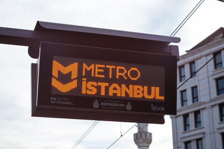 istanbul, Turkey, 3rd of January 2022 - Metro Istanbul screen with building in the backgroundのeditorial素材