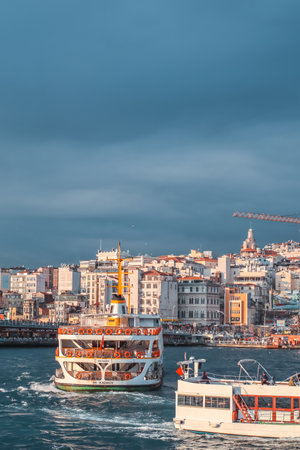 Istanbul, Turkey, 2nd January 2022 - Cruise ship in Galata Port on Bosphorus, Karakoyのeditorial素材