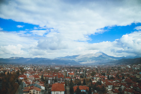 Landscape of Isparta city with surrounding mountains and clouds, Isparta Region, Turkey 2022の写真素材