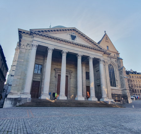 Geneva, Switzerland, 13th of February 2024 - St. Pierre Cathedral in Geneva, Switzerland, a historic...