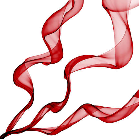 Smoke like red waves on a white backgroundの写真素材