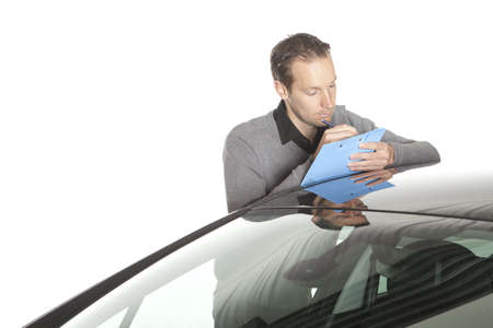Insurance claim, expert at workの写真素材