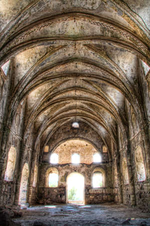 Inside a roman temple that has ancient history.の写真素材