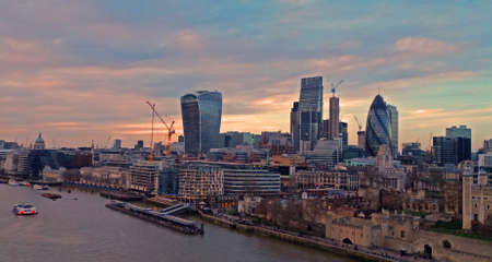 London City skyline as the sun setsのeditorial素材