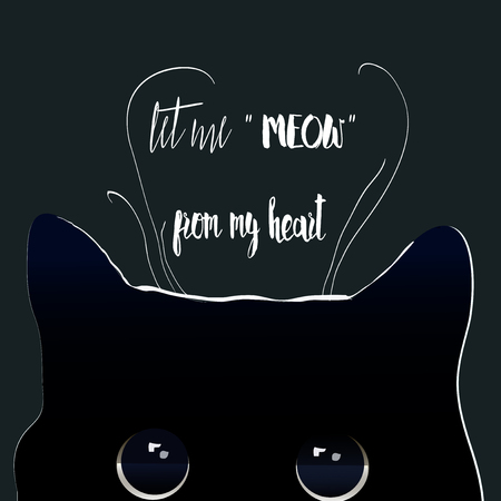 portrait 0f a black cat - vector illustrationのイラスト素材