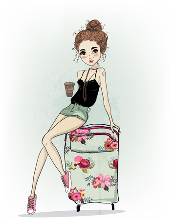 cute cartoon girlのイラスト素材