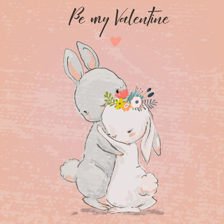 cute hares coupleのイラスト素材
