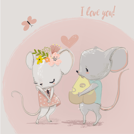 Cute mouse coupleのイラスト素材