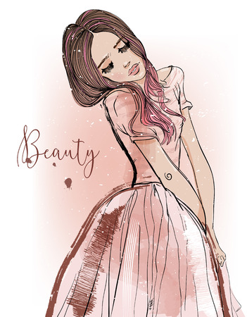 cute cartoon girlのイラスト素材