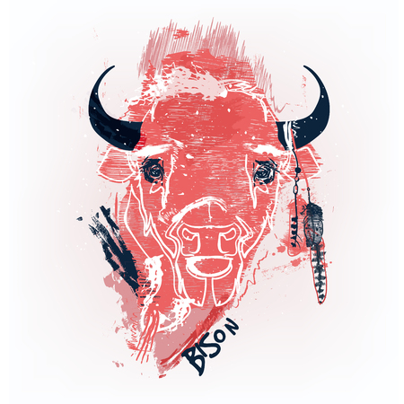 red bison headのイラスト素材