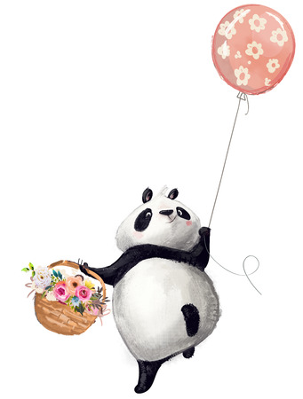 Little Panda with balloonの写真素材