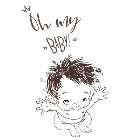 cute little cartoon baby boyのイラスト素材