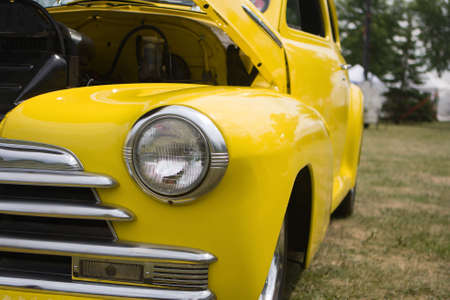 Antique Car parked in the park at a car show.の写真素材