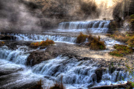 Colorful scenic waterfall in High Dynamic Range.