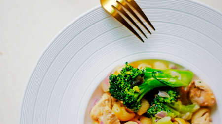 Chicken Spaghetti with creamの写真素材