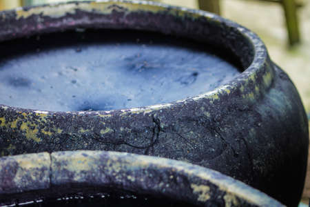 ancient equipment for dyeing cloth in northern Thailandの写真素材