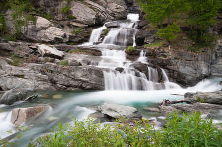 Waterfall Lillaz in Gran Paradiso National Park, Italyの写真素材