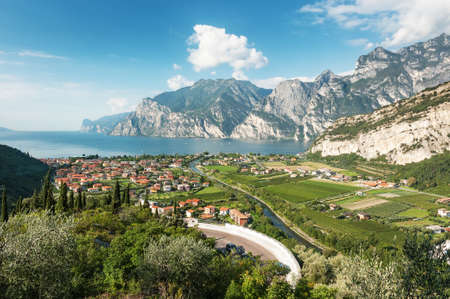 Panoramic view for Lake Garda, Italyの写真素材