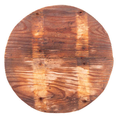 Wooden circle with light stripes, isolated on whiteの写真素材