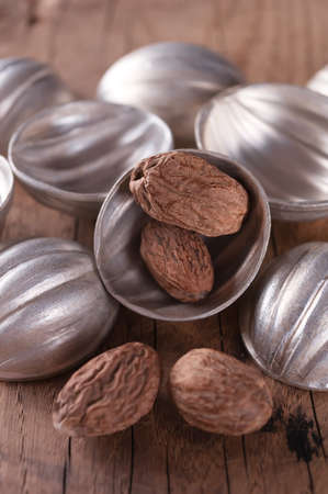 Nutmegs in the cookie cutters, closeup