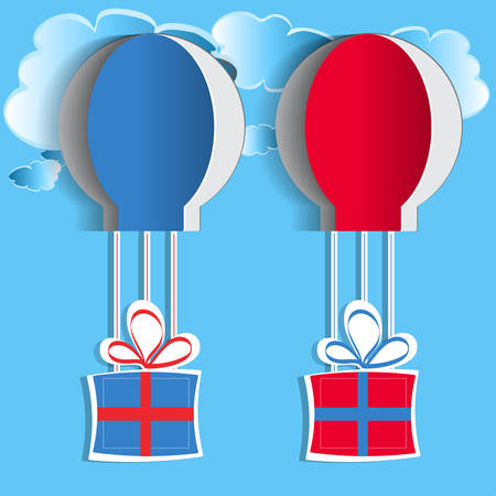 Hot air balloons with gifts vectorのイラスト素材
