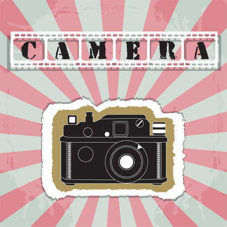 Retro camera in a scrapbook style のイラスト素材