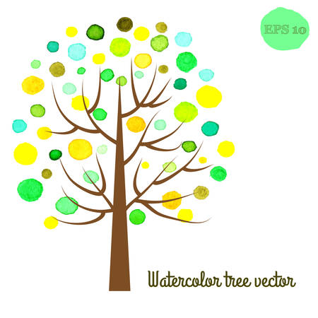 Tree with multicolor leaves of watercolor vectorのイラスト素材