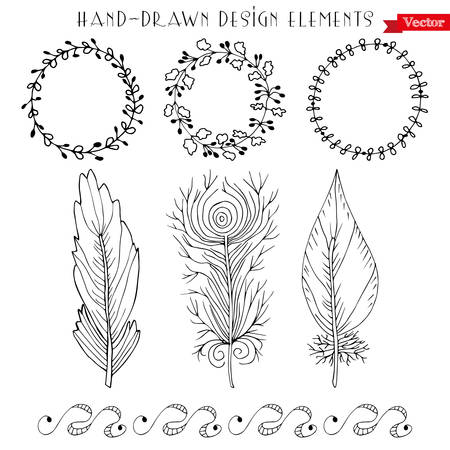 Vector Collection Hand Drawn design elementsのイラスト素材
