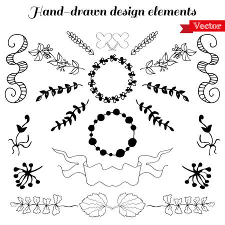 Vector Collection Hand Drawn design elementsのイラスト素材