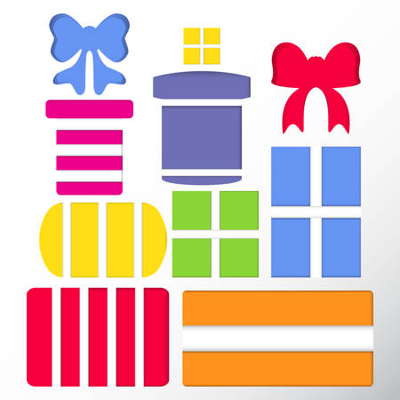 Set of gift boxes and bows vector illustrationのイラスト素材