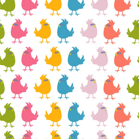 Seamless pattern of colorful cute cartoon birds vectorのイラスト素材