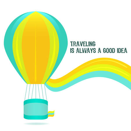 Colorful hot air balloon on a white background with text vectorのイラスト素材