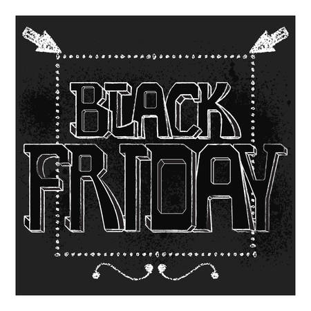 Chalk hand lettering with the words Black Friday. Black on black.のイラスト素材