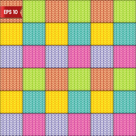 Simple knitted seamless checkered colorful pattern backgroundのイラスト素材