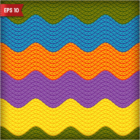 Wavy multicolored knitted seamless pattern. Rustic backgroundのイラスト素材