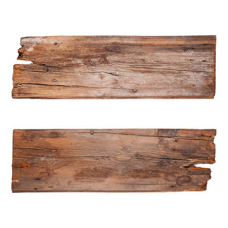 Set of old wooden planks isolated on whiteの写真素材