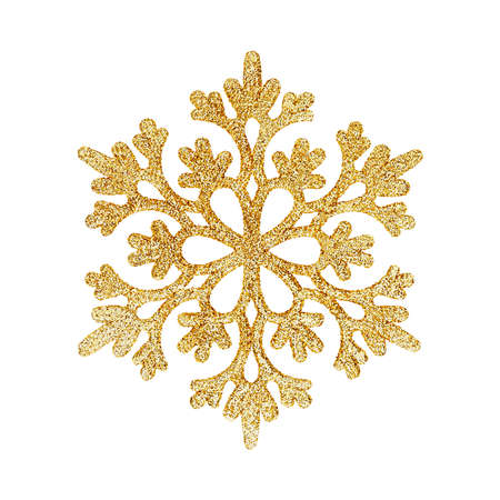 Decorative golden glitter christmas snowflake isolatedの写真素材