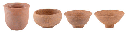 Set of stone bowls for the Chinese tea ceremony isolatedの写真素材