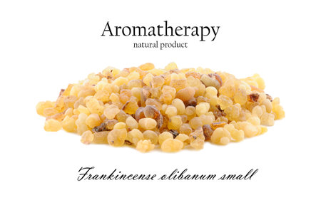 Frankincense olibanum small isolated used in aromatherapy, religious worship and perfumeryの写真素材