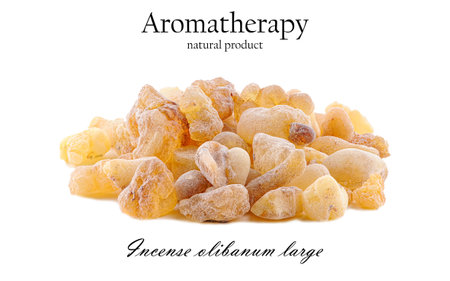 Frankincense olibanum large isolated used in aromatherapy, religious worship and perfumeryの写真素材