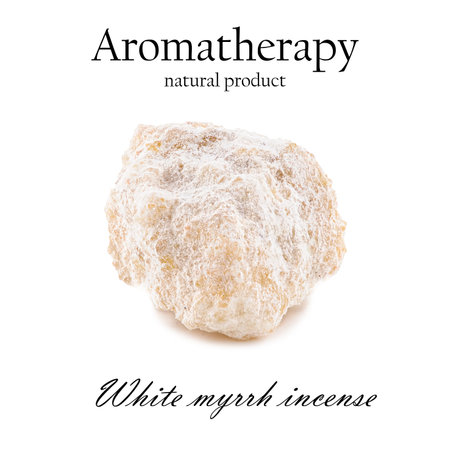 White myrrh incense isolated used in aromatherapy, religious worship and perfumeryの写真素材