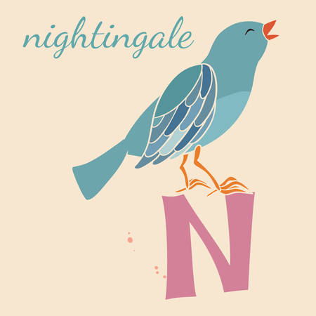 Animal & Animals. N for the nightingaleのイラスト素材