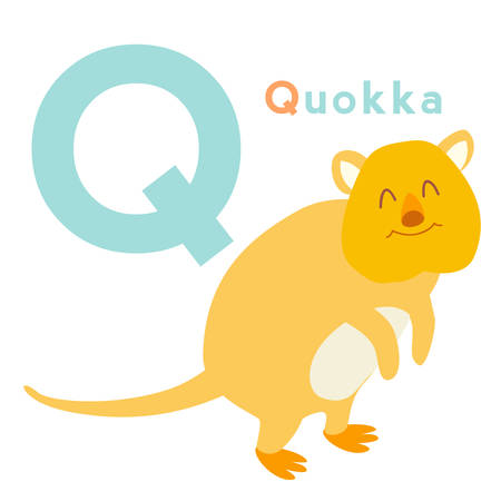 Q letter animals set. English alphabet. Vector illustration, isolated on white backgroundのイラスト素材