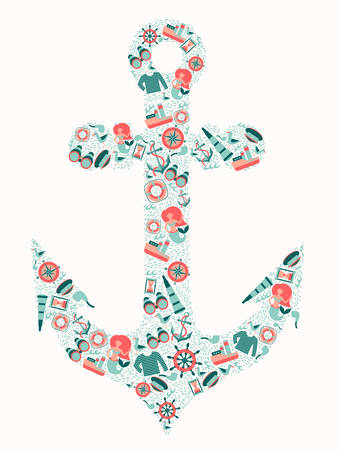 Anchor contour, vector pattern silhouetteのイラスト素材
